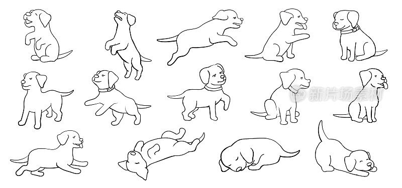 Puppies Pose Doodle Set
